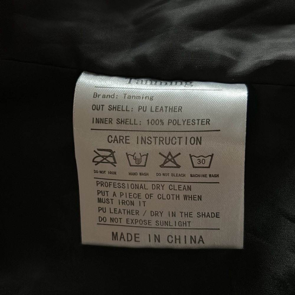 Tanming Black Women's PU Leather Jacket - Picture 4 of 9